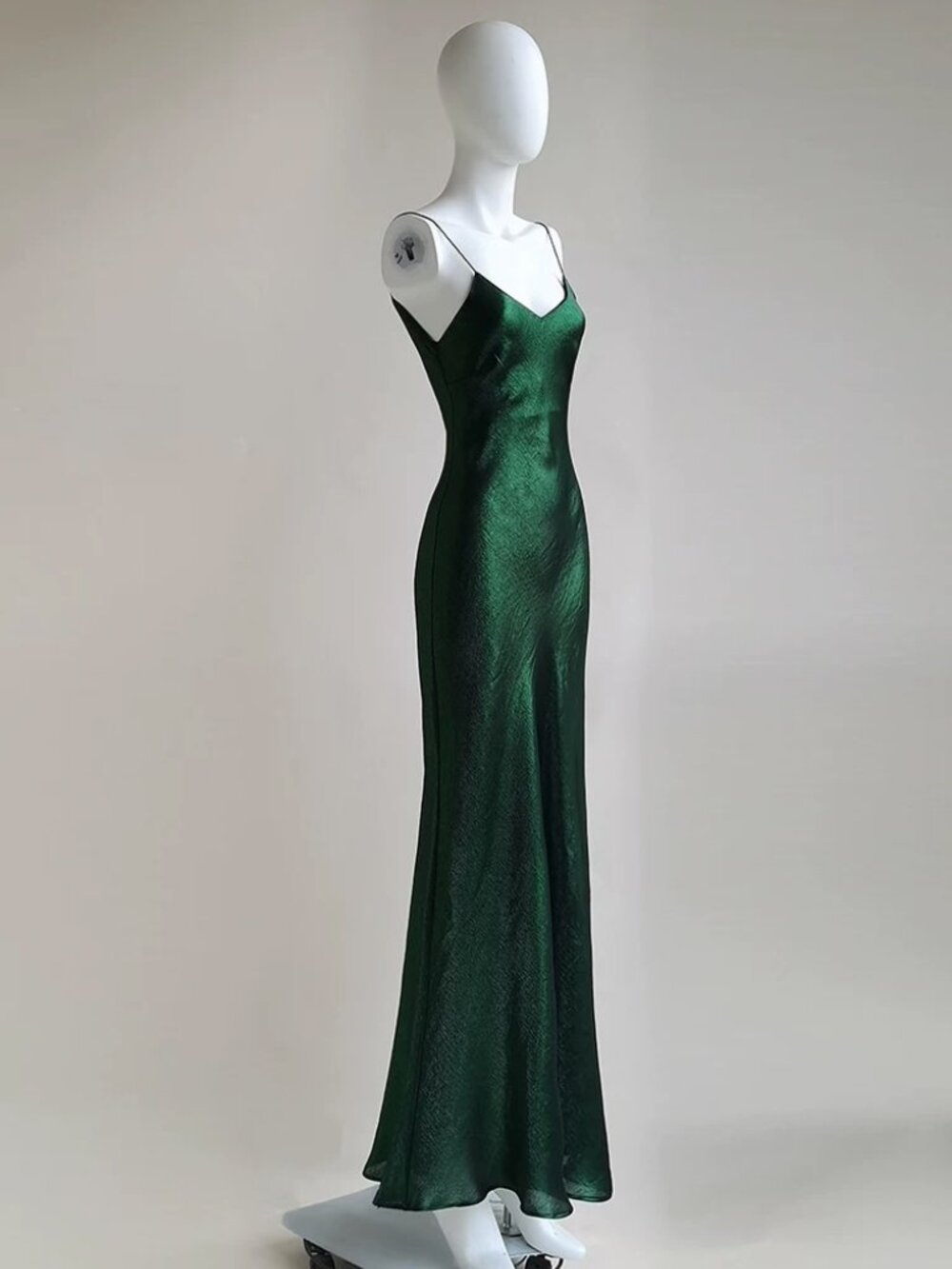 Deep Green Silk Gown | Long Slip Dress | Elegant Evening Wear